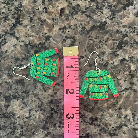 Ugly Christmas Sweater Dangle Earrings 🎄 - Picture 2 of 2